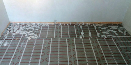 Стыковка матов теплого пола DEVI, монтаж электрического теплого пола в Симферополе Теплый пол на мате DEVI